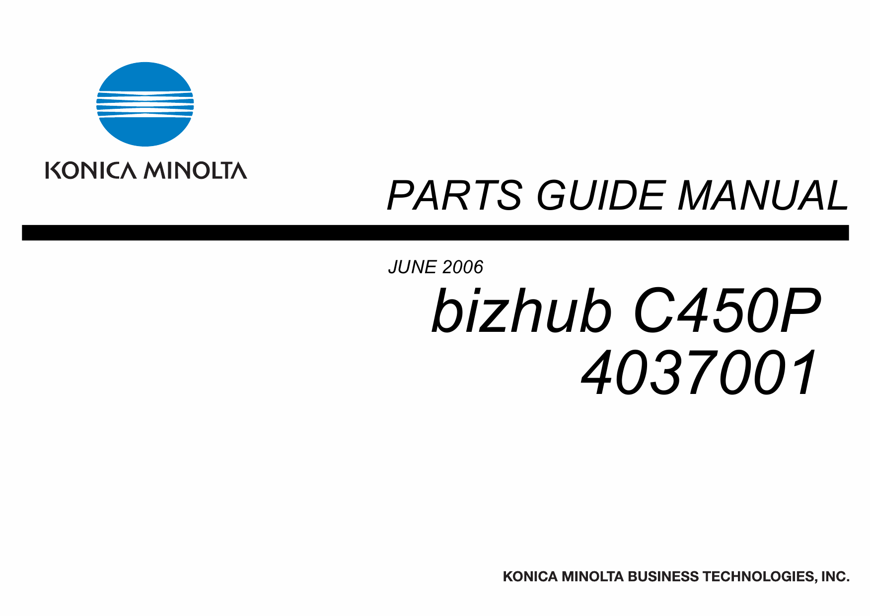 Konica-Minolta bizhub C450P 4037001 Parts Manual-1